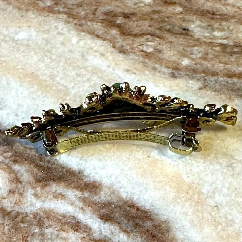 Light Green Peridot AB Floral Crystal Rhinestone Medium Barrette Hair Clip - Picture 3 of 11